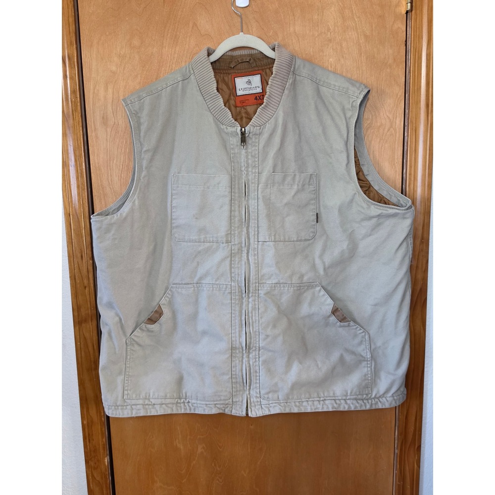 Legendary Whitetails Mens Canvas Work Vest Tan Quilted Lined 4XT Big & Tall 6248